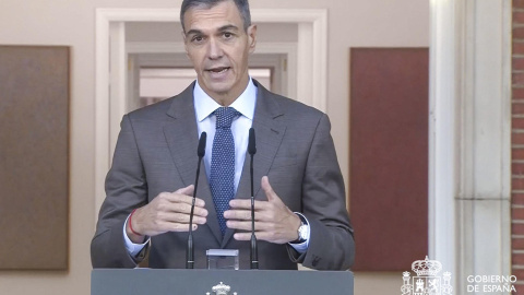 32ef8a101e1ef75b01081c243b27bdd868c08392w Captura de video de la comparecencia del presidente del Gobierno, Pedro Sánchez, anunciando la disolución de las Cortes y el adelanto de las elecciones generales al domingo 29 de noviembre.