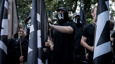 Núcleo Nacional EP Neonazis de Núcleo Nacional durante la movilización del pasado sábado en Madrid.