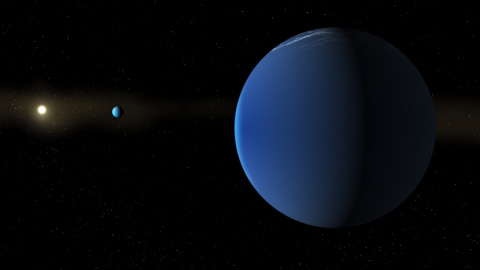 Imagen de archivo de la estrella TOI-791 y los dos planetas gigantes que orbitan a su alrededor. Imagen de archivo de la estrella TOI-791 y los dos planetas gigantes que orbitan a su alrededor.