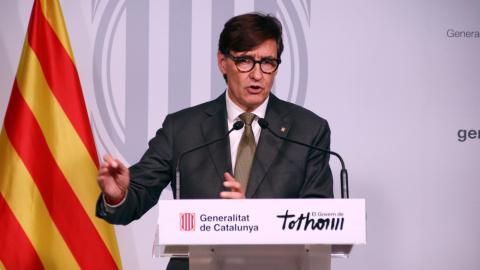 El president de la Generalitat, Salvador Illa, després de la reunió de seguiment del pla Inuncat celebrada aquest dilluns al Departament d'Interior. 05/10/2026 El president de la Generalitat, Salvador Illa, després de la reunió de seguiment del pla Inuncat celebrada aquest dilluns al Departament d'Interior.