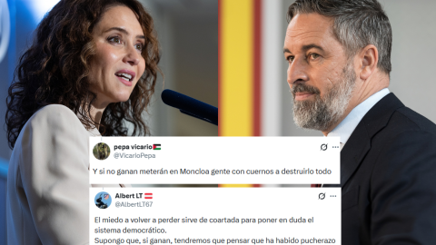 Imágenes de Isabel Díaz Ayuso y Santiago Abascal con tuits. Imágenes de Isabel Díaz Ayuso y Santiago Abascal con tuits.