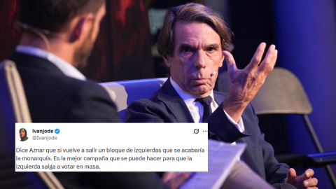 El expresidente del Gobierno, José María Aznar, y un tuit. El expresidente del Gobierno, José María Aznar, y un tuit.