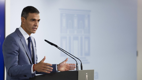 El presidente del Gobierno, Pedro Sánchez, comparece en rueda de prensa tras la reunión del Consejo de Ministros, este martes en el Palacio de la Moncloa El presidente del Gobierno, Pedro Sánchez, comparece en rueda de prensa tras la reunión del Consejo de Ministros, este martes en el Palacio de la Moncloa