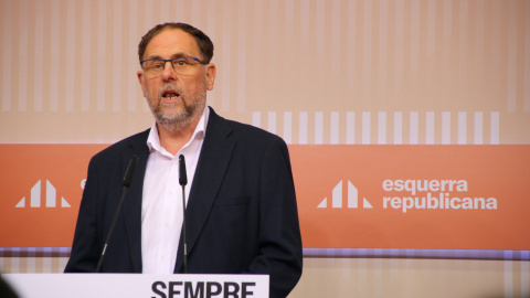 El president d'ERC, Oriol Junqueras, en roda de premsa després de la resolució del TC El president d'ERC, Oriol Junqueras, en roda de premsa després de la resolució del TC