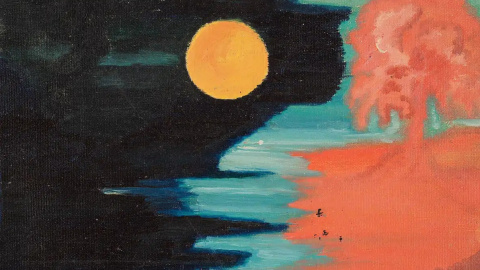 Sin título [Paisaje ribereño nocturno], 1908–1919, obra de la Colección Prinzhorn, Hospital universitario de Heidelberg.