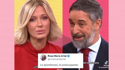 Fotomontaje de Susanna Griso y Santiago Abascal con tuit.