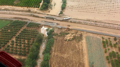 Imatges aèries de les inundacions a les Terres de l'Ebre a principis d'octubre. 02/10/2026 Imatges aèries de les inundacions a les Terres de l'Ebre a principis d'octubre.
