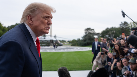 Donald Trump ante los medios en la Casa Blanca, el 9 de octubre de 2026.