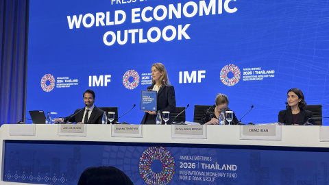 La directora de Investigación del Fondo Monetario Internacional (FMI), Silvana Tenreyro, este martes en Bangkok (Tailandia). La directora de Investigación del Fondo Monetario Internacional (FMI), Silvana Tenreyro, este martes en Bangkok (Tailandia).