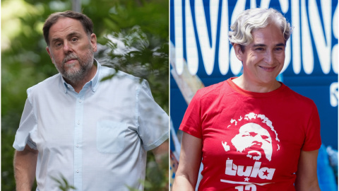 Retratos del presidente de ERC, Oriol Junqueras, y la exalcaldesa de Barcelona, Ada Colau.