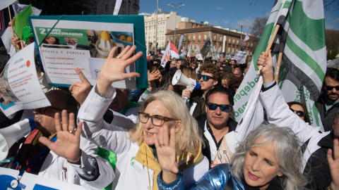 Manifestación de médicos el pasado 14 de febrero en Madrid.