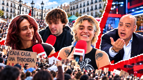 Campistas junto al presentador de Cuatro Nacho Abad.