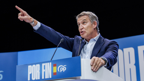 Alberto Núñez Feijóo, durante un acto de precampaña en Madrid el 10 de octubre de 2026.