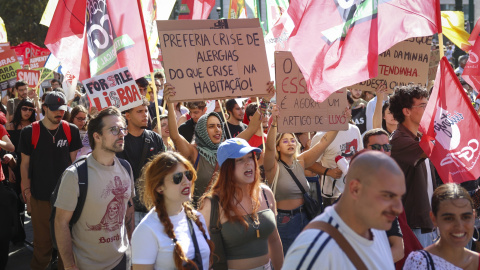 Protesta, este sábado, en las calles de Lisboa.