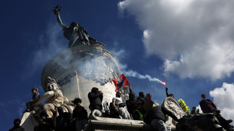 La plaza de la República, este sábado, en las protestas en París.