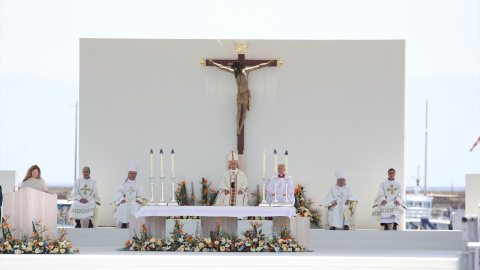 El papa, durante una misa en Santa Cruz de Tenerife. Archivo.