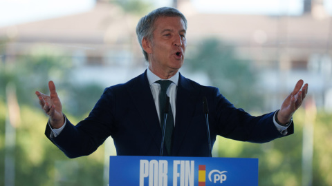 Alberto Núñez Feijóo, en un acto de precampaña en Sevilla.