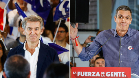 Alberto Núñez Feijóo y Pedro Sánchez en dos fotos de archivo.
