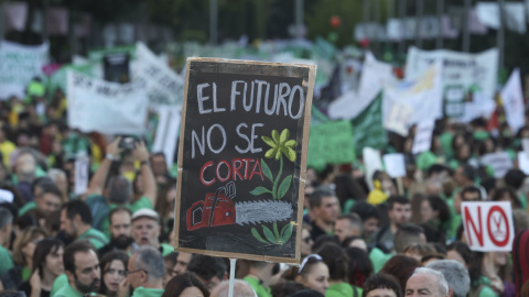 Un momento de la manifestación convocada por el Comité de Huelga Unitario de la Educación Pública de la Comunidad de Madrid, a 22 de octubre de 2026.