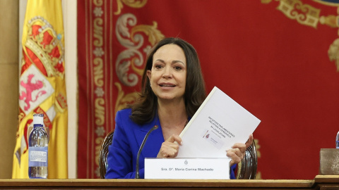 María Corina Machado durante su visita al Senado en Madrid, en una imagen de archivo.