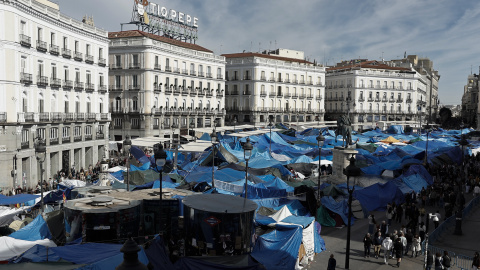 Acampada en la Puerta del Sol, este sábado.
