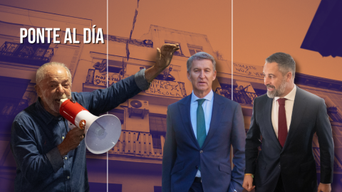 Fotomontaje con las imágenes de Luiz Inácio Lula da Silva, Alberto Núñez Feijóo y Santiago Abascal.