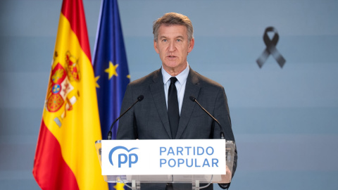 Imagen de Alberto Núñez Feijóo durante su declaración institucional de este miércoles. Imagen de Alberto Núñez Feijóo durante su declaración institucional de este miércoles.