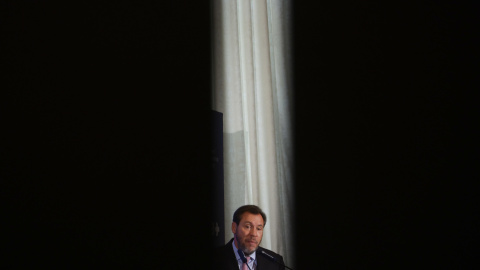 El ministro de Transportes y Movilidad Sostenible, Óscar Puente durante un desayuno informativo del Fórum Europa este lunes en Madrid.