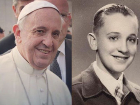 El papa Francisco en la actualidad y de niño.