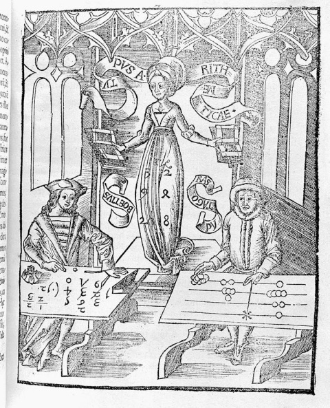 Uso del ábaco medieval y el tablero de conteo. Wellcome Collection, CC BY-SA