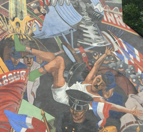 Detalle del mural de la Batalla de Cable Street, Londres. Detalle del mural de la Batalla de Cable Street, Londres.