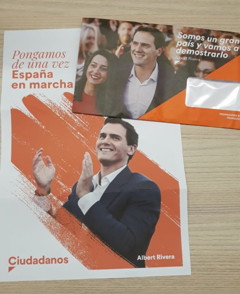 Mailing electoral de Ciudadanos para las elecciones de noviembre de 2019. E.P. Mailing electoral de Ciudadanos para las elecciones de noviembre de 2019. E.P.