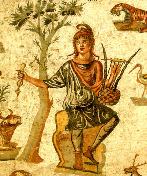 Orfeo rodeado de animales. Mosaico romano de Palermo. Museo Arqueológico Regional de Palermo. Giovanni Dall'Orto, CC BY Orfeo rodeado de animales. Mosaico romano de Palermo. Museo Arqueológico Regional de Palermo. Giovanni Dall'Orto, CC BY