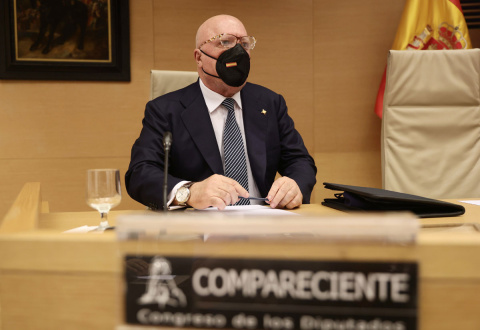  El comisario jubilado José Manuel Villarejo, comparece en la Comisión del Congreso que investiga la ‘operación Kitchen’, en el Congreso de los Diputados, a 20 de octubre de 2021, en Madrid (España).- EUROPA PRESS