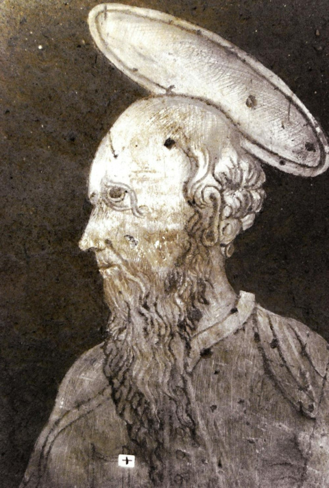 Detalle de San Pablo, hacia 1570. Ábside Iglesia de Santiago de Peraleda de la Mata. Jesús Ángel Jiménez García, Author provided
Esta escena principal está flanqueada por San Pedro y San Pablo que ocupan unos marcos que insinúan unas calles l
Detalle de San Pablo, hacia 1570. Ábside Iglesia de Santiago de Peraleda de la Mata. Jesús Ángel Jiménez García, Author provided
Esta escena principal está flanqueada por San Pedro y San Pablo que ocupan unos marcos que insinúan unas calles l