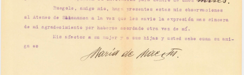 Carta de María de Maeztu. Fondo epistolar de la Casa-Museo Unamuno - Universidad de Salamanca, Author provided Carta de María de Maeztu. Fondo epistolar de la Casa-Museo Unamuno - Universidad de Salamanca, Author provided