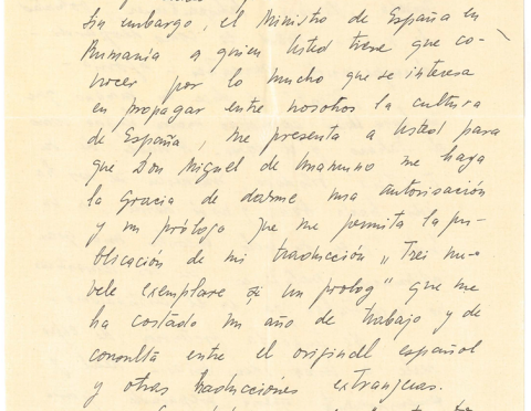 Carta de Gratiana Oniciu. Fondo epistolar de la Casa-Museo de Unamuno - Universidad de Salamanca, Author provided Carta de Gratiana Oniciu. Fondo epistolar de la Casa-Museo de Unamuno - Universidad de Salamanca, Author provided