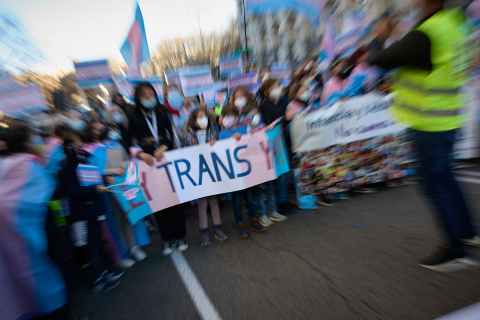 Concentración por los Derechos Humanos de la Infancia y Juventud Trans, frente al Congreso de los Diputados, a 29 de enero 2022, en Madrid (España).- EUROPA PRESS Concentración por los Derechos Humanos de la Infancia y Juventud Trans, frente al Congreso de los Diputados, a 29 de enero 2022, en Madrid (España).- EUROPA PRESS