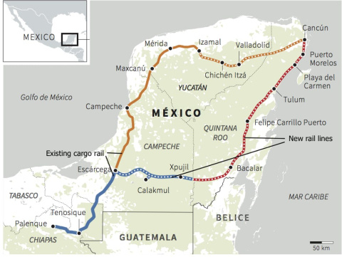Ruta propuesta del Tren Maya. Proyecto Tren Maya/Reuters Ruta propuesta del Tren Maya. Proyecto Tren Maya/Reuters
