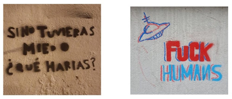 
Ejemplos de graffiti filosófico o poético. Carmen Aguilera-Carnerero, Author provided
