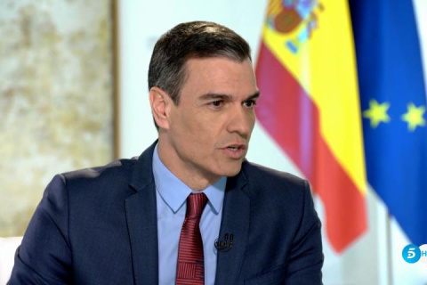 Pedro Sánchez, durante la entrevista con Pedro Piqueras.- TELECINCO Pedro Sánchez, durante la entrevista con Pedro Piqueras.- TELECINCO