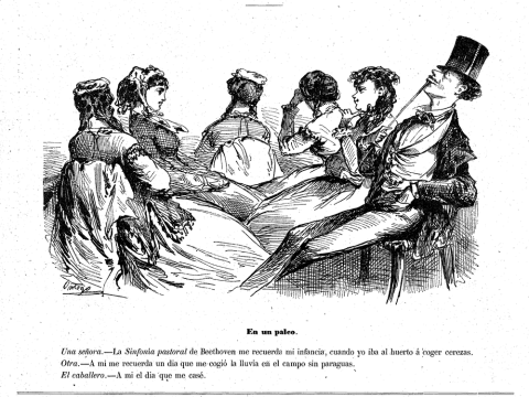 Caricatura en la revista satírica Gil Blas en el estreno de la Sinfonía Pastoral de Beethoven.