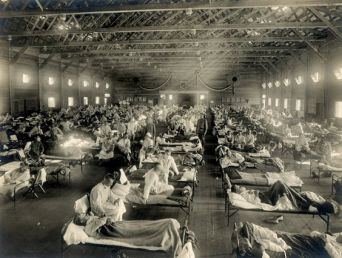  Hospital de emergencia que se montó en Camp Funston, en Kansas, en 1918. Flikr / Otis Historical Archives