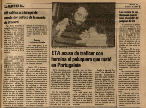 Recorte de La Gaceta del Norte del martes 22 de enero de 1985. Recorte de La Gaceta del Norte del martes 22 de enero de 1985.