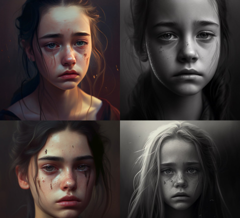 Devolución de Midjourney al texto: "sad girl" Devolución de Midjourney al texto: "sad girl"