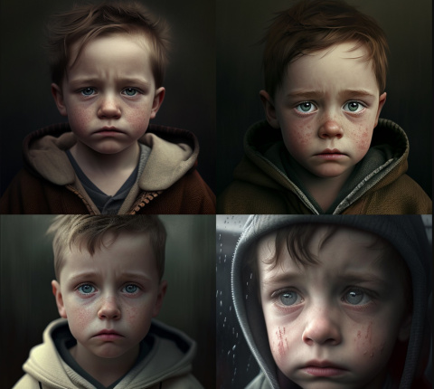 Devolución de Midjourney al texto: "sad kid" Devolución de Midjourney al texto: "sad kid"
