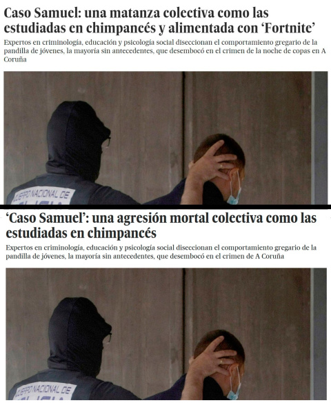 Capturas de 'El País', antes y después del cambio de titular. Capturas de 'El País', antes y después del cambio de titular.