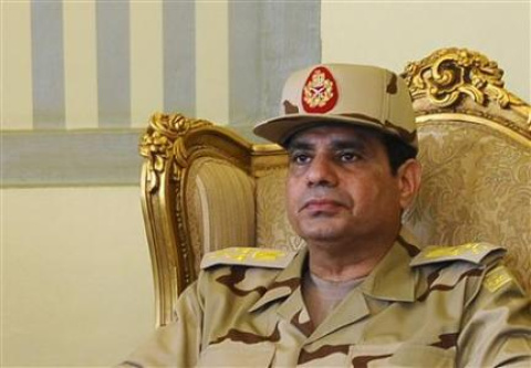 Egypt's Defense Minister Abdel Fattah al-Sisi is seen during a news conference in Cairo on the release of seven members of the Egyptian security forces kidnapped by Islamist militants in Sinai