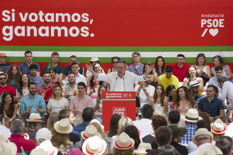  Acto público de campaña electoral del candidato socialista a la presidencia de la Junta de Andalucía Juan Espadas, de cara a las elecciones del próximo domingo día 19, este sábado en el Auditorio Parque Santo Cristo del municipio de Cártama (Mála