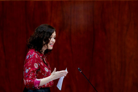 Ayuso en una comparecencia en la Asamblea de Madrid. – EMILIO NARANJO / EFE